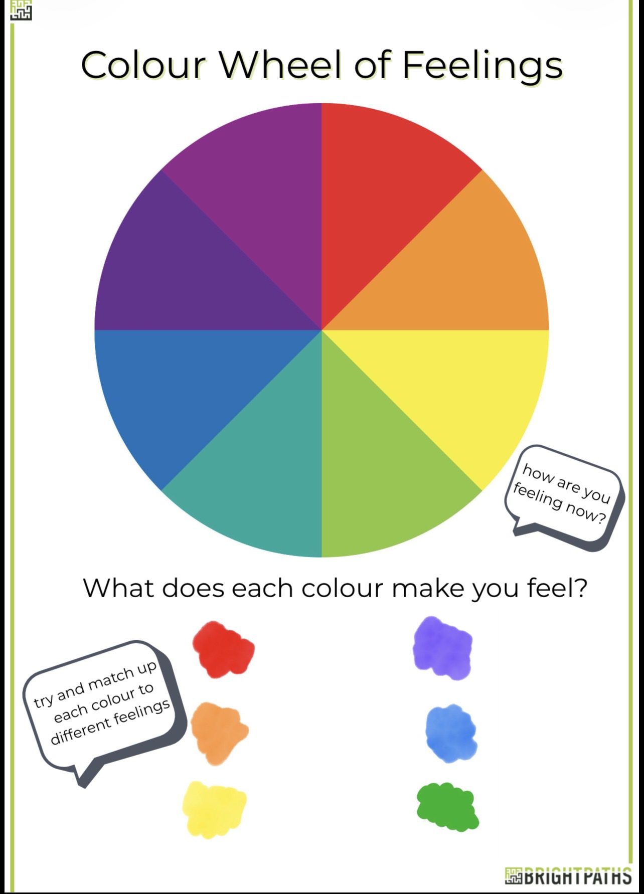 Colour wheel illustrating various emotions.